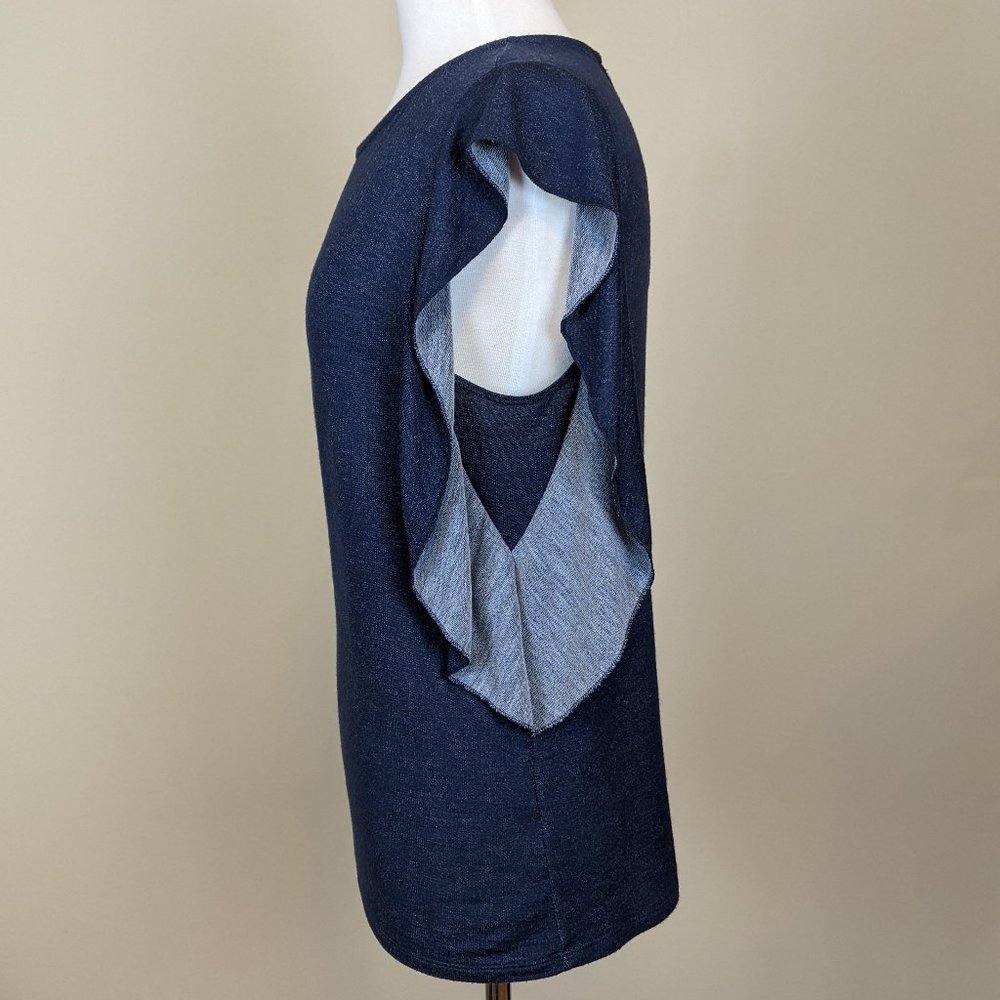 Coin 1804 Ruffle Navy Top Large size - Picture 3 of 9